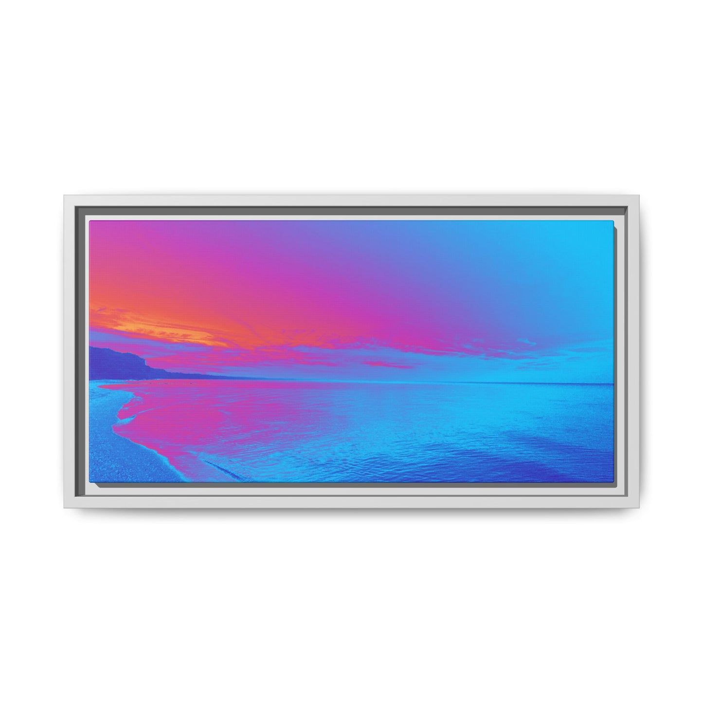 "Vibrant Symmetry"  Sunset Gradient Beach Matte Canvas Framed Wall Art