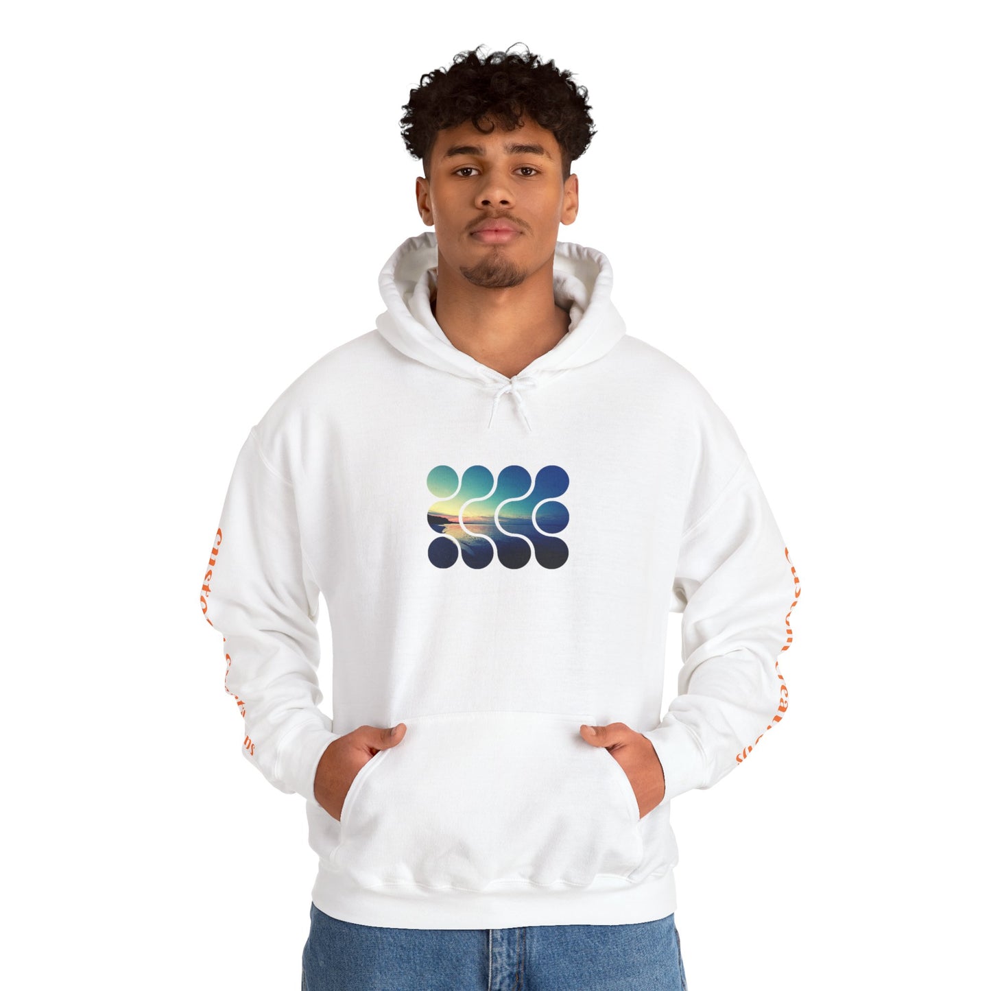 Blue-Green Symmetry Hoodie — Abstract Geometric Sweatshirt