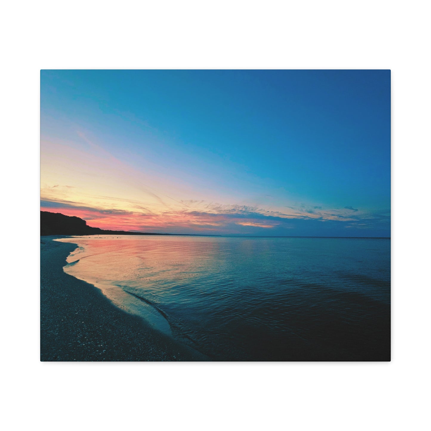 "Blue Symmetry" Sunset Beach Matte Canvas Print — Stretched Wall Art