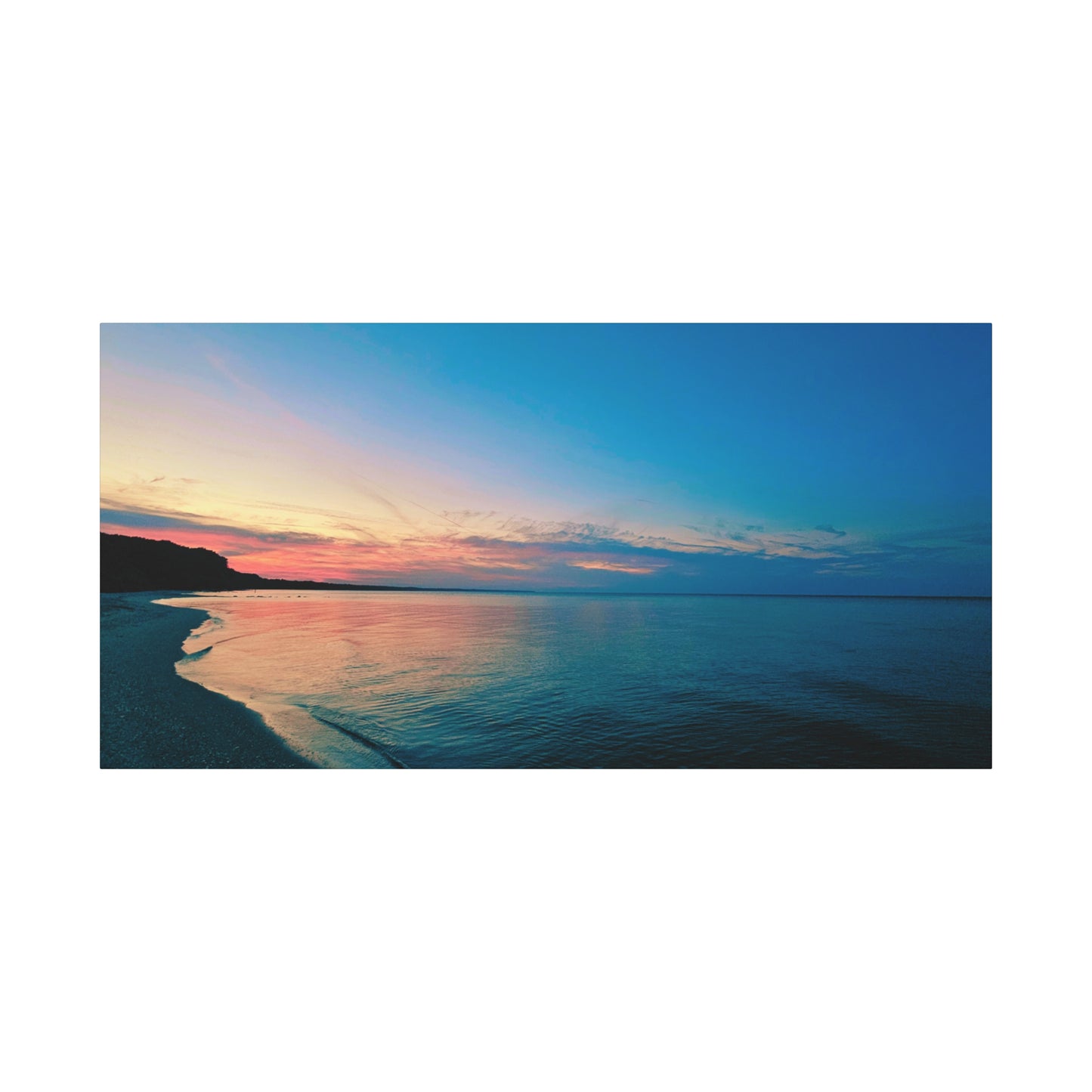 "Blue Symmetry" Sunset Beach Matte Canvas Print — Stretched Wall Art