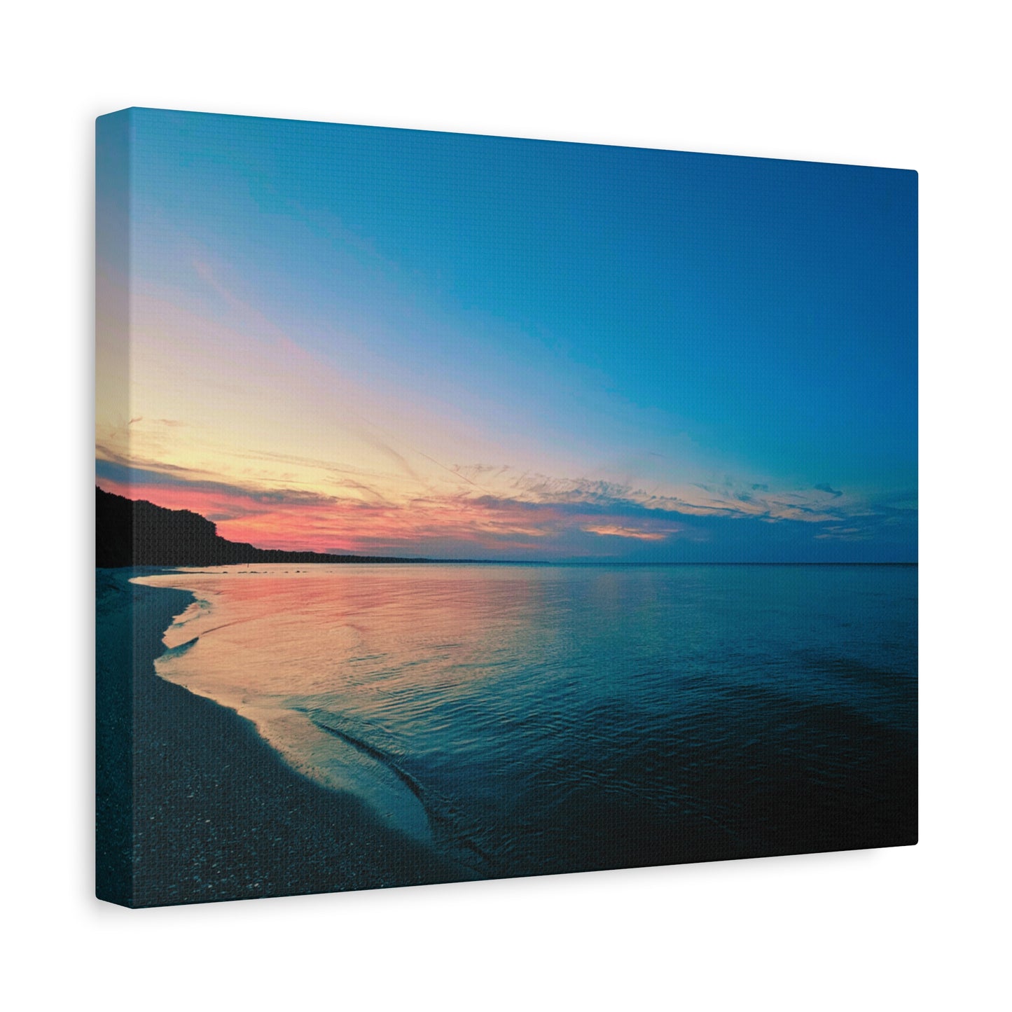 "Blue Symmetry" Sunset Beach Matte Canvas Print — Stretched Wall Art