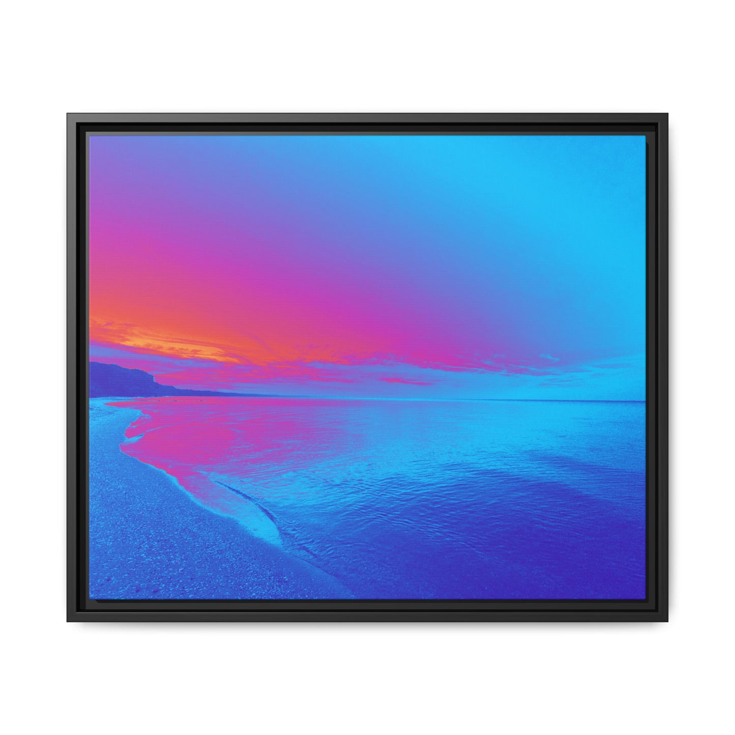 "Vibrant Symmetry"  Sunset Gradient Beach Matte Canvas Framed Wall Art
