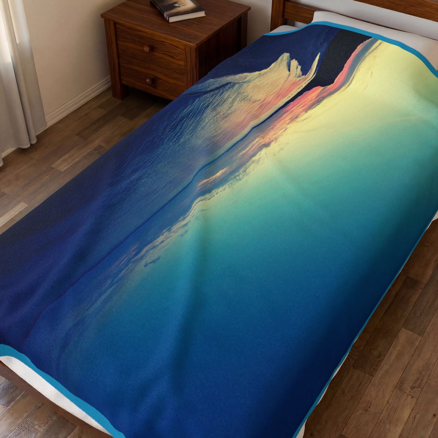 Blue-Green Symmetry, Velveteen Plush Blanket