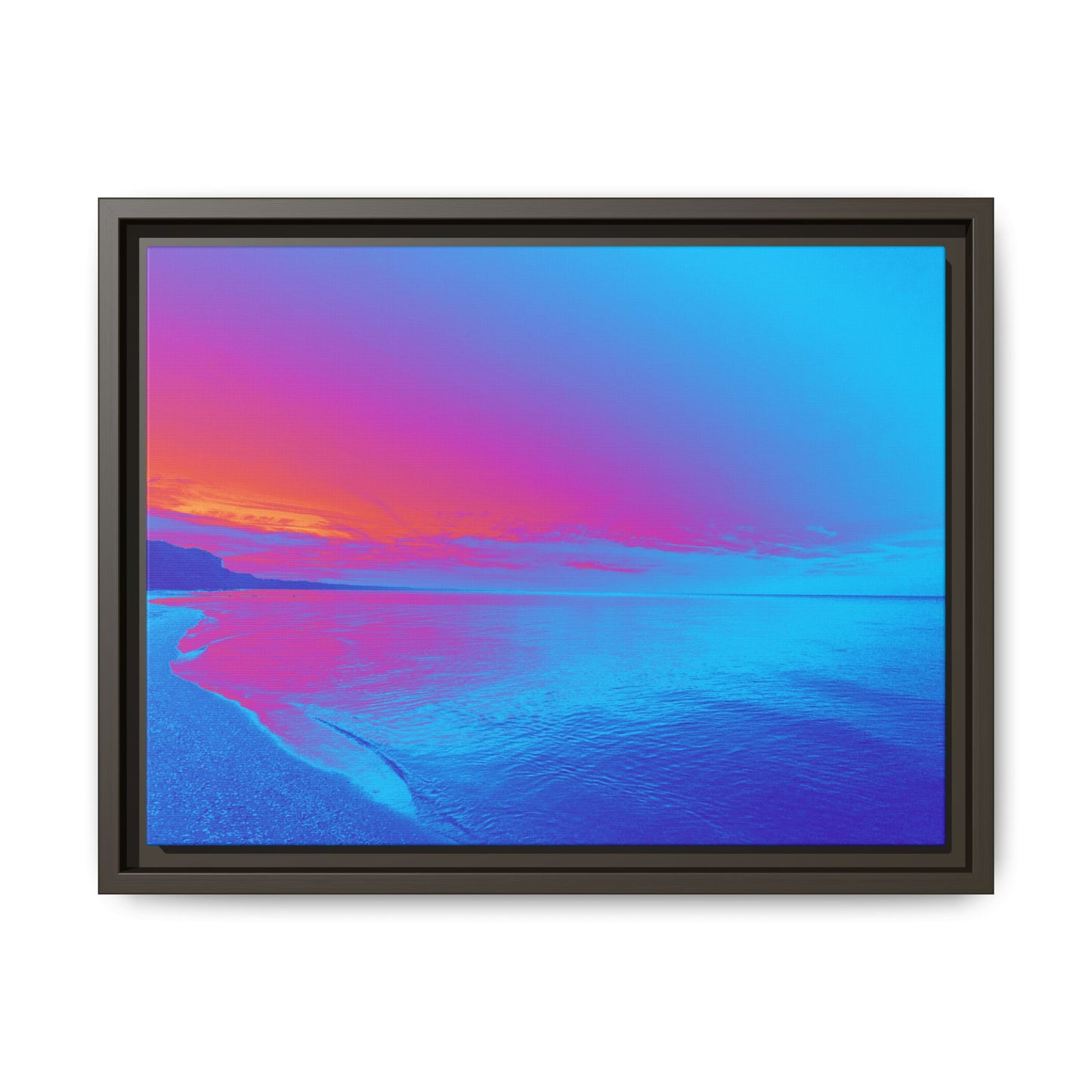 "Vibrant Symmetry"  Sunset Gradient Beach Matte Canvas Framed Wall Art