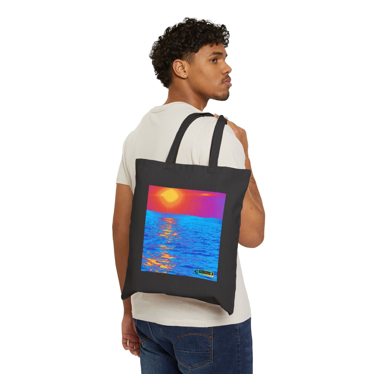 Sunset Ocean Canvas Tote — Vibrant Beach Art Cotton Tote