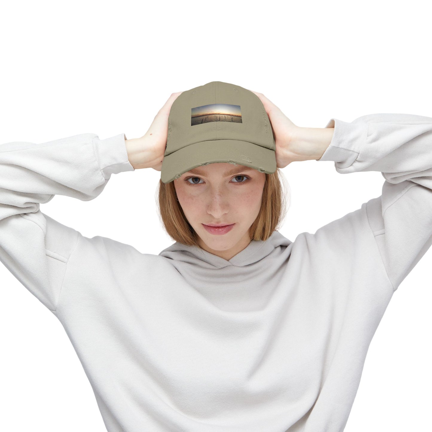 Distressed Sunset Cap — Vintage Solomons Chesapeake Panorama Dad Hat