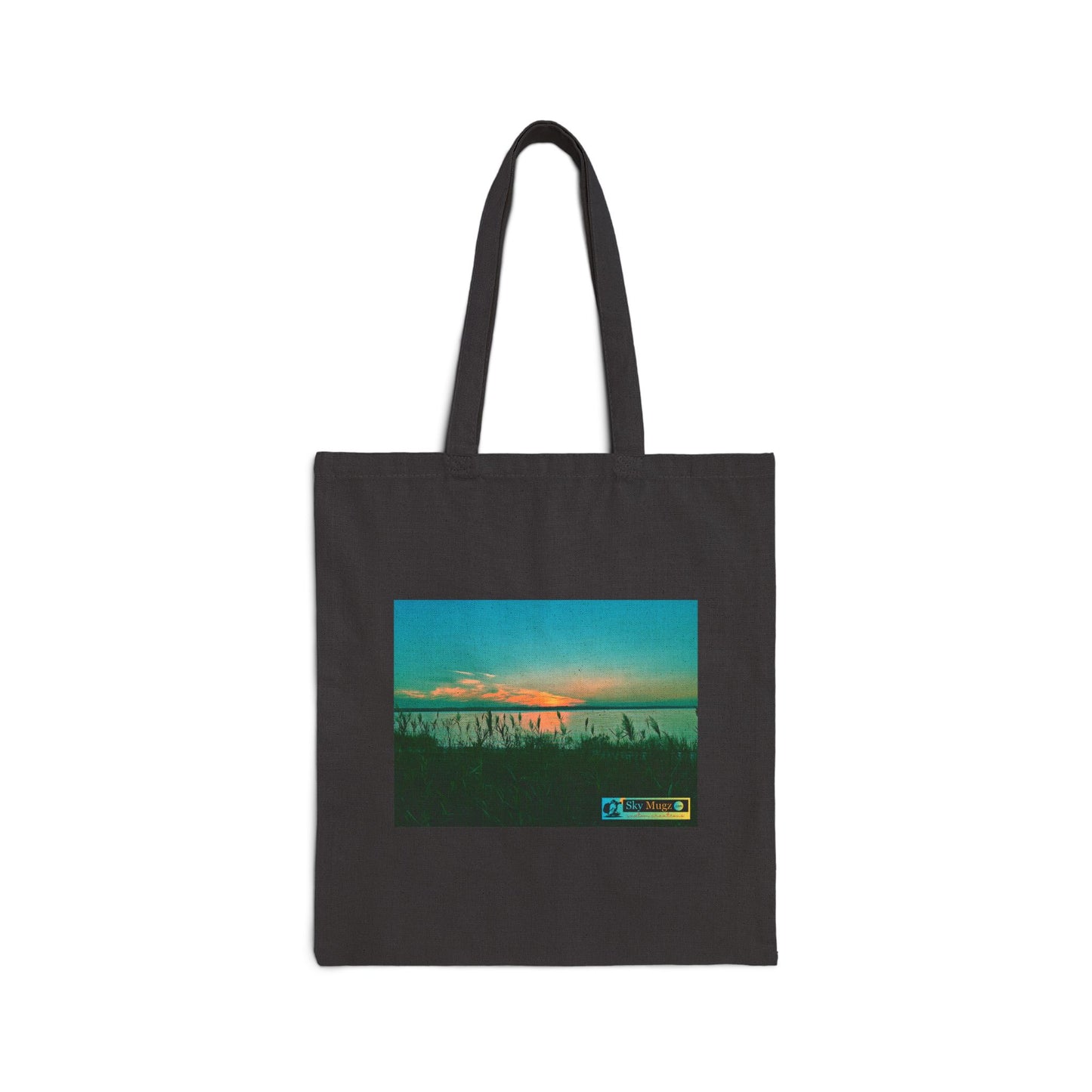 Sunset Beach Canvas Tote — "Sky Mugz" Graphic Cotton Tote