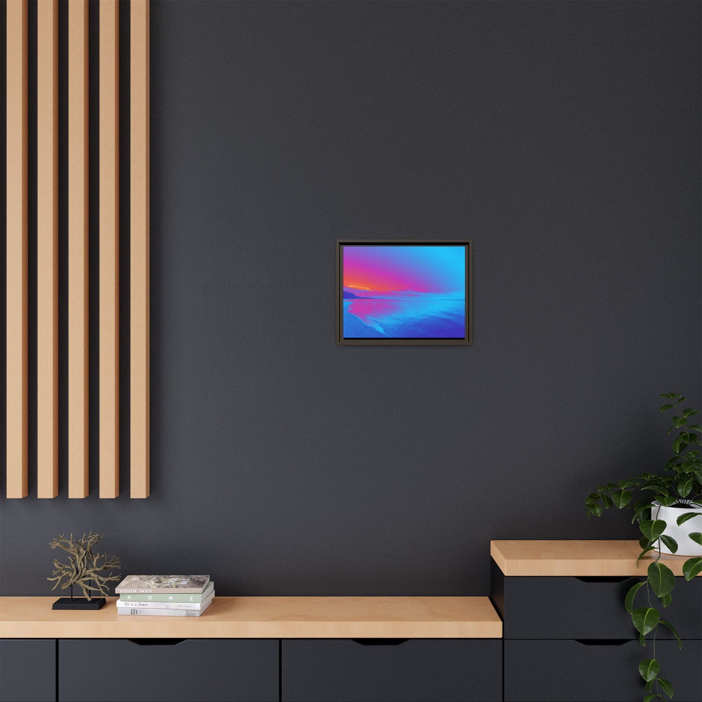 "Vibrant Symmetry"  Sunset Gradient Beach Matte Canvas Framed Wall Art