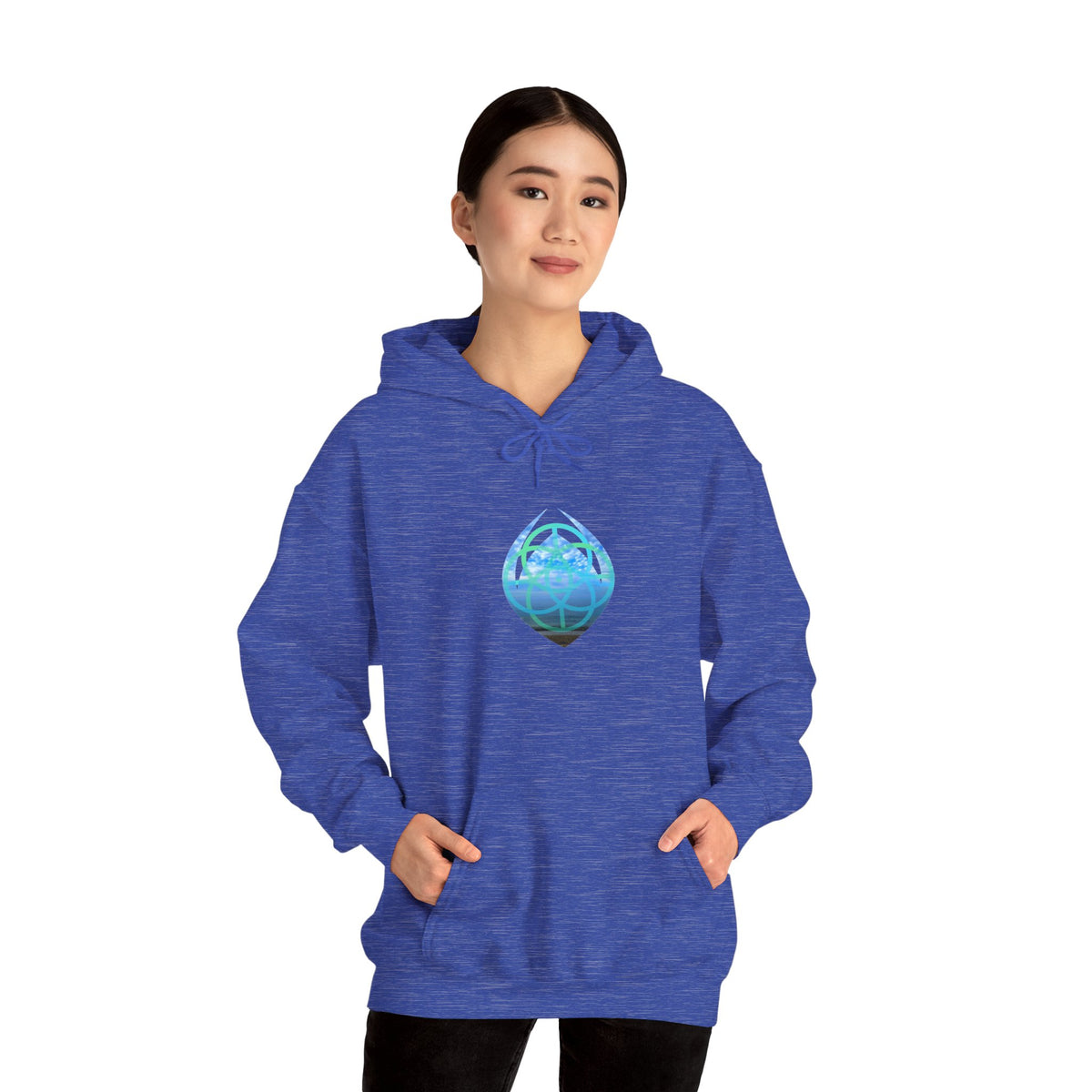 Blue Water Globe Droplet Graphic Hoodie