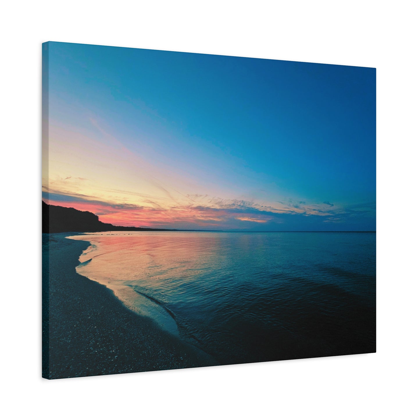 "Blue Symmetry" Sunset Beach Matte Canvas Print — Stretched Wall Art