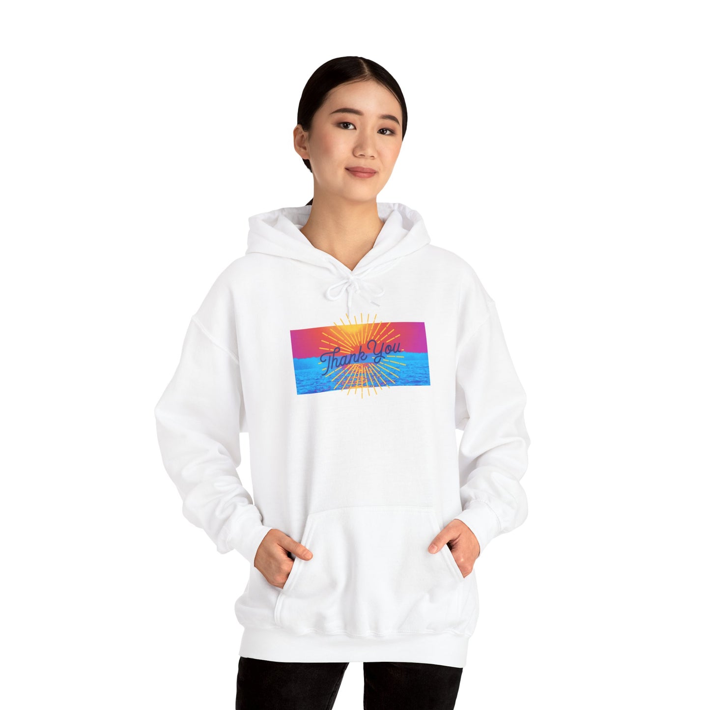 Hoodie - Sunshine Rainbow "Good Vibes" Graphic Pullover