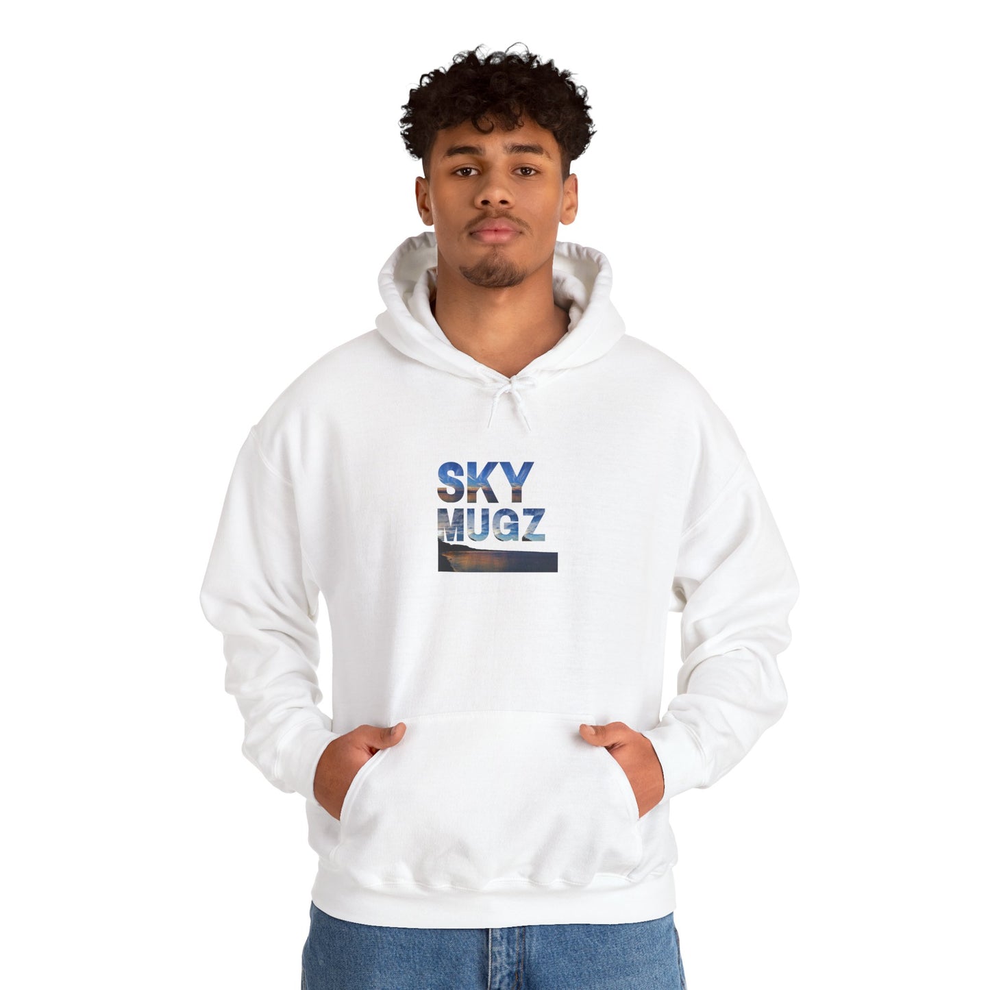 Scenic Lake Swirling Clouds Graphic Hoodie