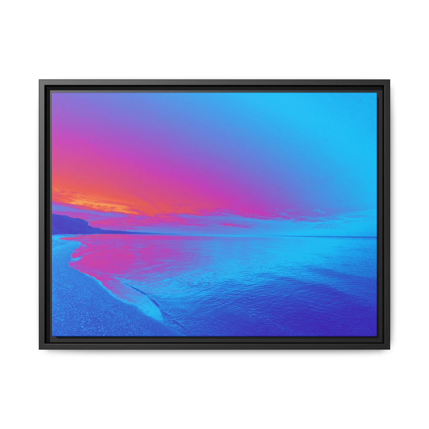 "Vibrant Symmetry"  Sunset Gradient Beach Matte Canvas Framed Wall Art