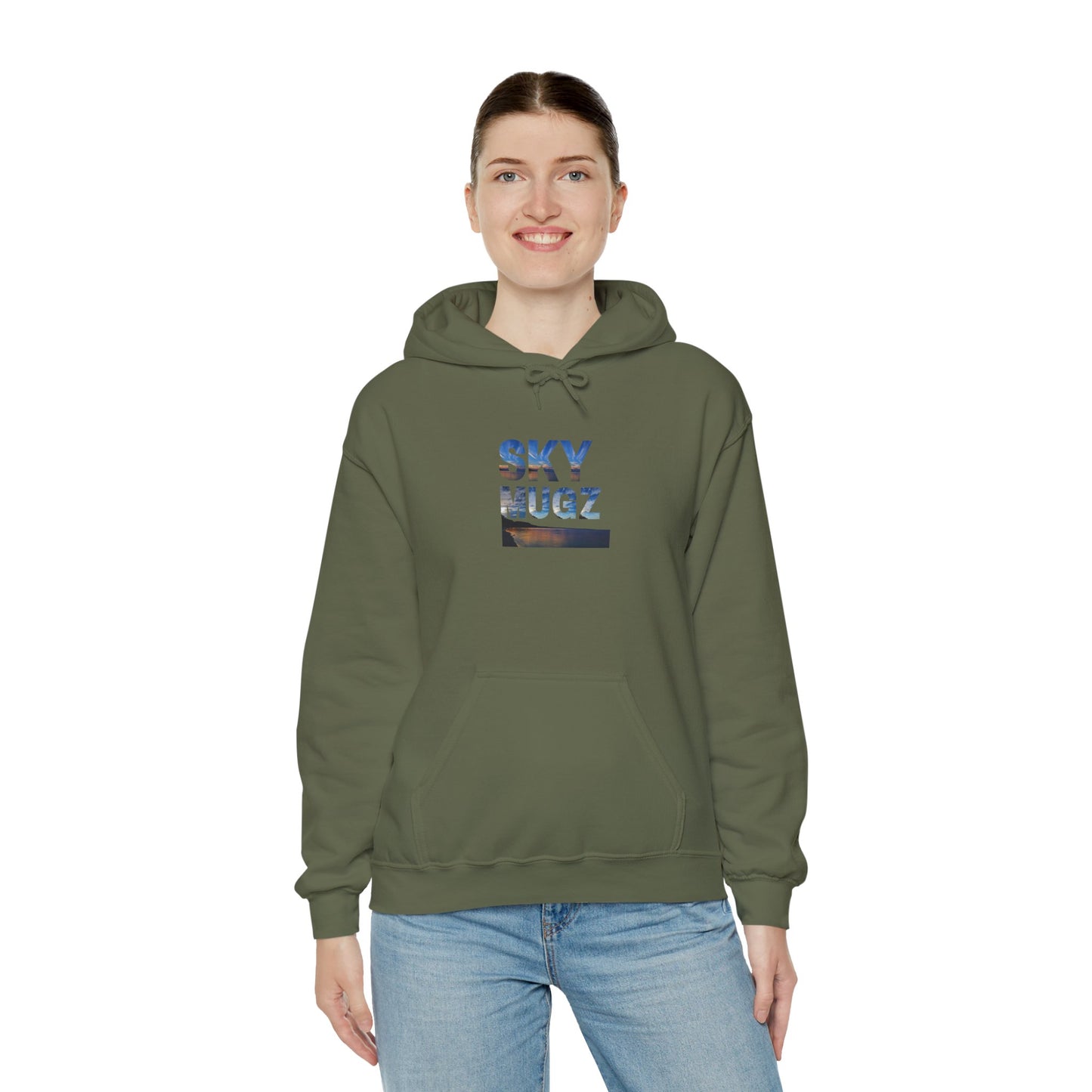 Sky Mugz Sunset Hoodie — Minimal Geometric Beach Photography Pullover