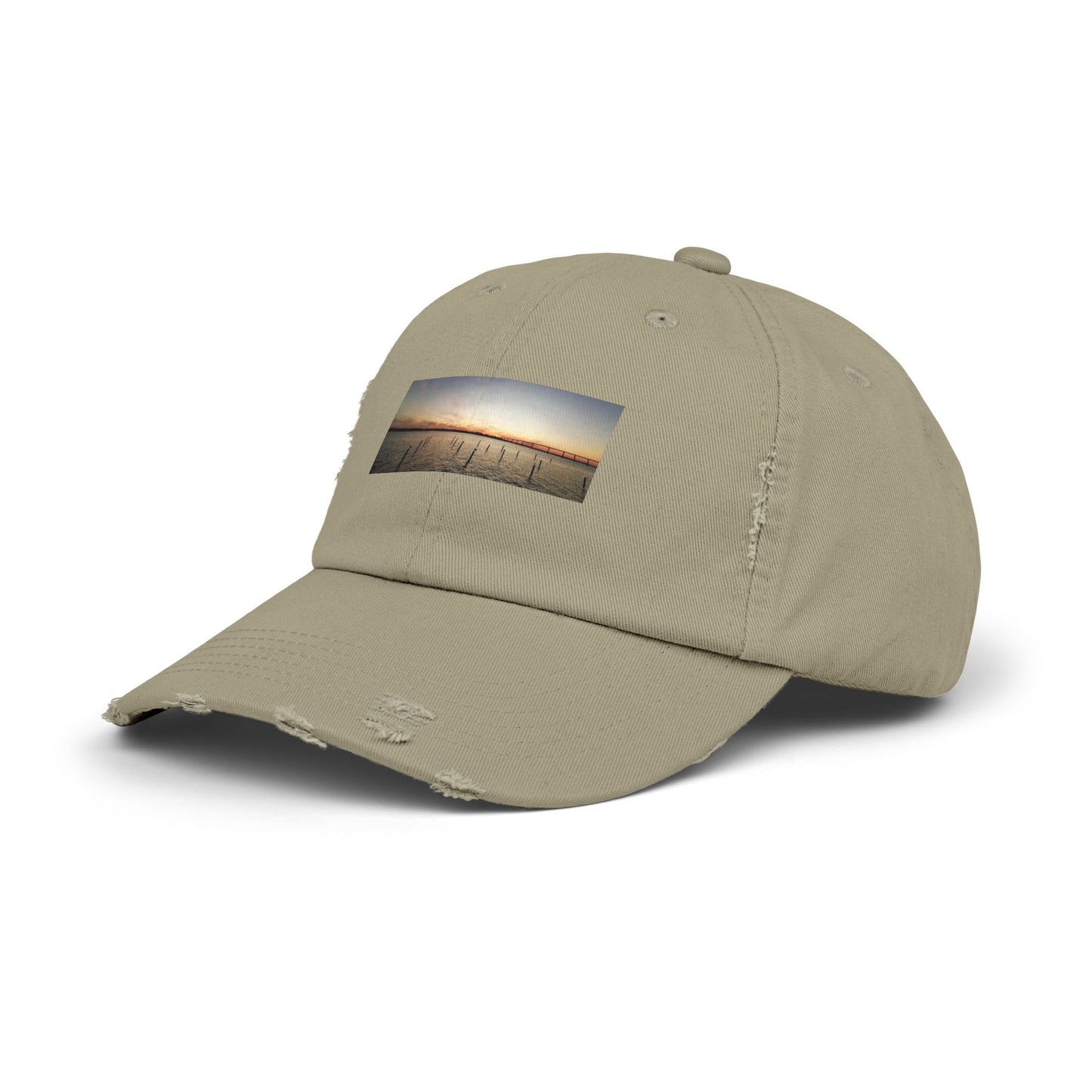 Distressed Sunset Cap — Vintage Solomons Chesapeake Panorama Dad Hat