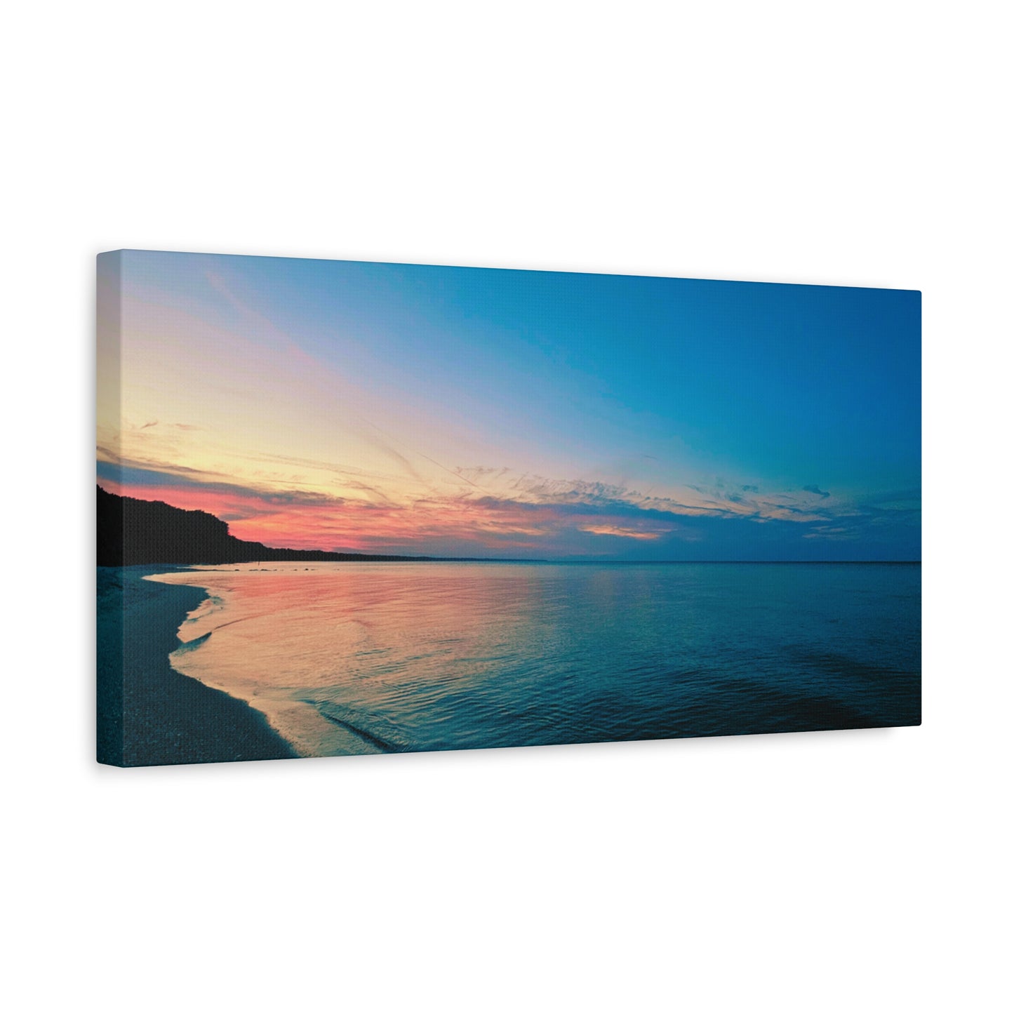 "Blue Symmetry" Sunset Beach Matte Canvas Print — Stretched Wall Art