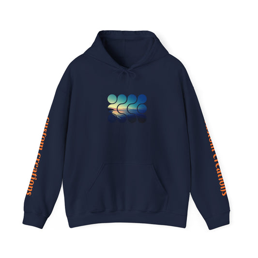 Blue-Green Symmetry Hoodie — Abstract Geometric Sweatshirt