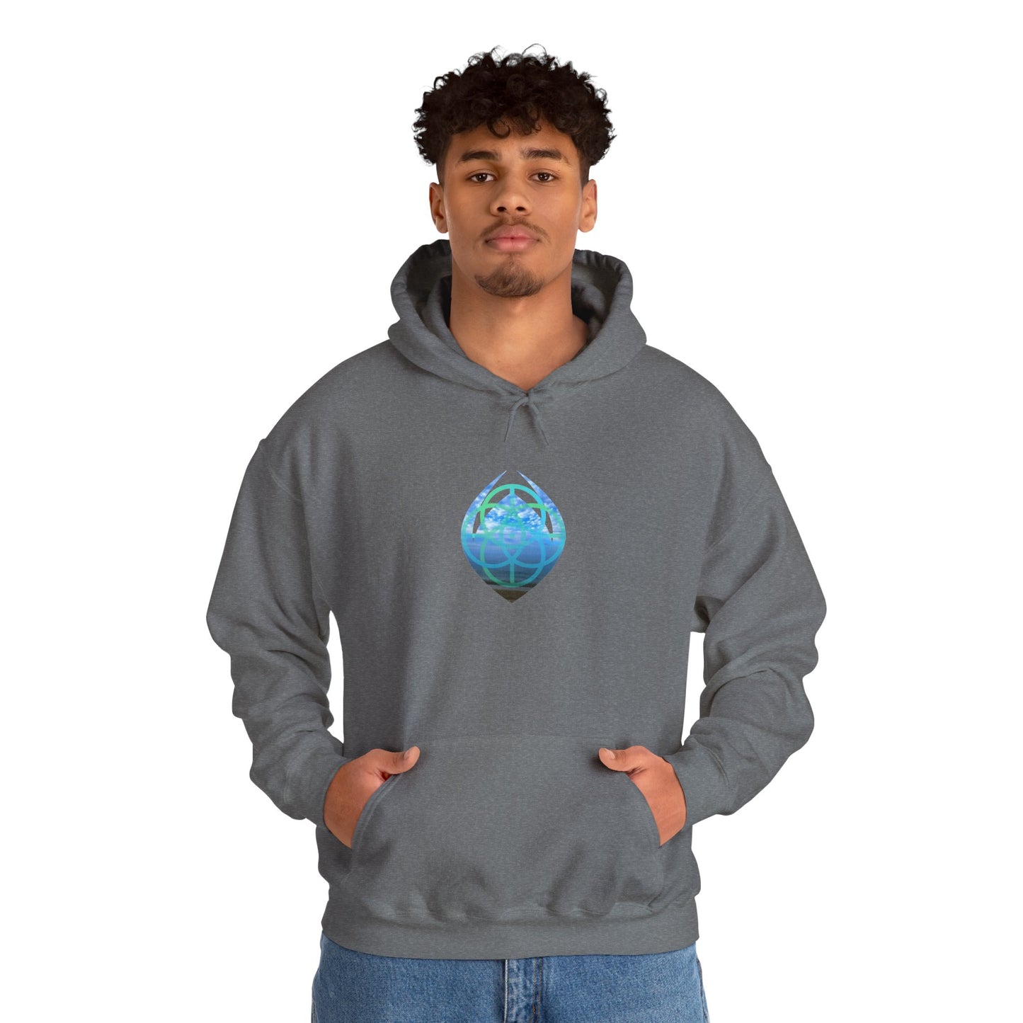 Blue Water Globe Droplet Graphic Hoodie